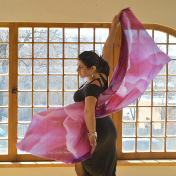 Cashmere-Silk Shawl – Photograph by Gail Russell – Gazelle Shawl – Magenta Edge